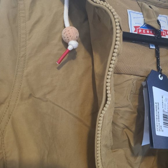 NWT Women's Tan Hooded Penfield Wax Coated Jacket W/ Zipper & Drawstring - Picture 4 of 8